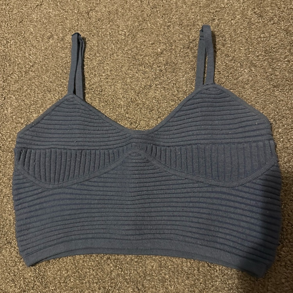 Blue ribbed Aerie bralette (size S)